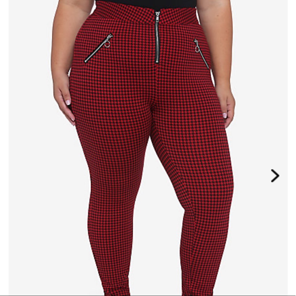 Red plaid houndstooth pants